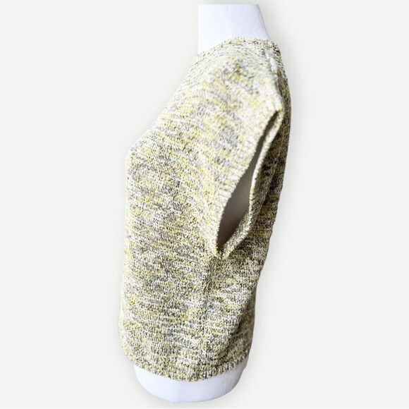 H&M Knit Yellow Gray Crewneck Relaxed Short Sleeve Pullover Boxy Sweater Top. XS - Picture 5 of 11